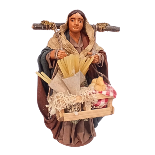 Donna pastaia 13 cm terracotta e tessuto