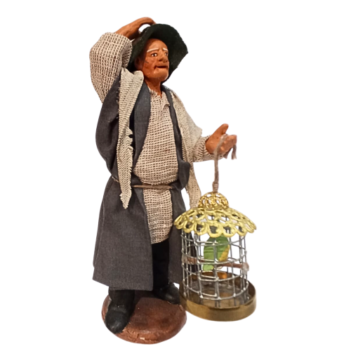 Uomo con gabbia uccelli cm 13...