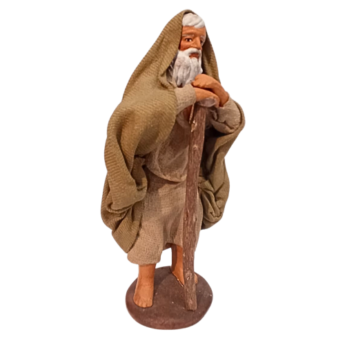 Uomo con bastone cm 13 terracotta e...