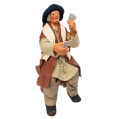 Uomo che gioca a carte 2 carte cm 12...