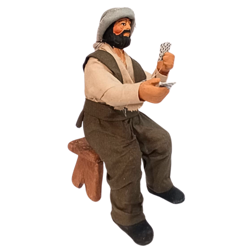 Uomo che gioca a carte 2 carte cm 12...