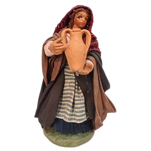 Donna con brocca cm 12 terracotta e...