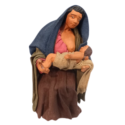 Donna che allatta 13 cm terracotta e...