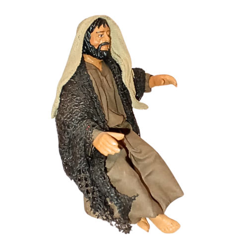 Uomo seduto 13 cm terracotta e tessuto