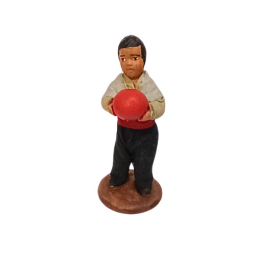 Bambino con palla cm 13 terracotta e...