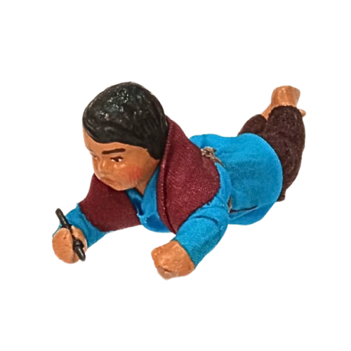 Bambino sdraiato cm 13 terracotta e...