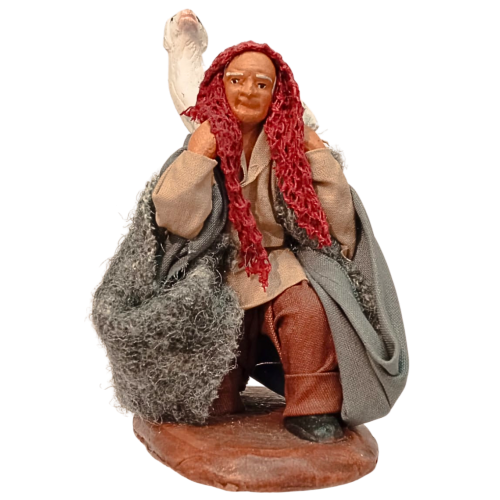 Pastore in ginocchio con pecora cm 10...