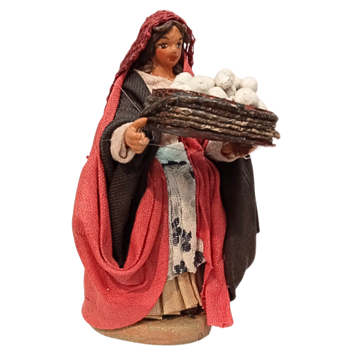 Donna con cesto di uova cm 10...