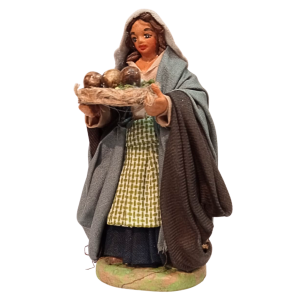 Donna con cesto di funghi...