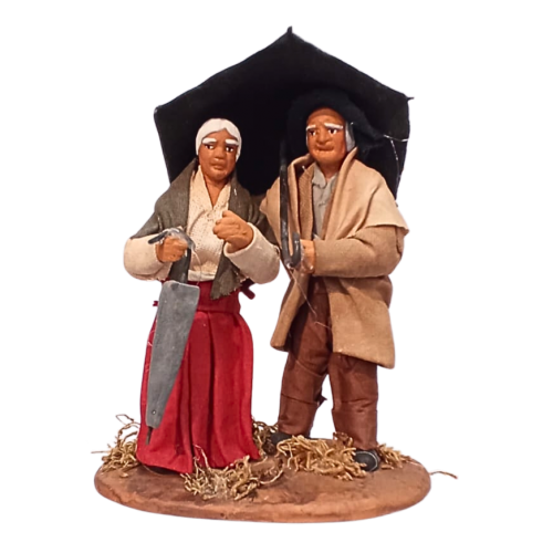 Coppia con ombrello cm 10 terracotta...